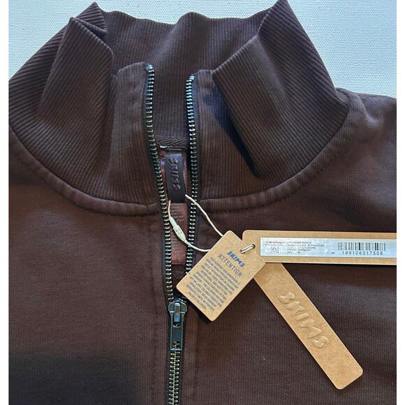 Skims Boyfriend Oversized 1/2 zip fleece pullover.Size 2XL Color Espresso - Picture 5 of 6
